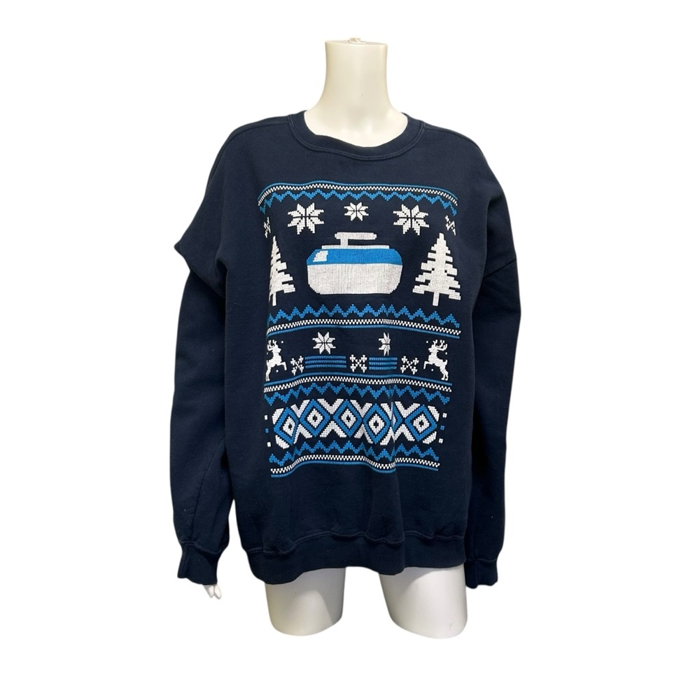 Mustang Blue Curling Sweatshirt XXL Puffy Graphic
